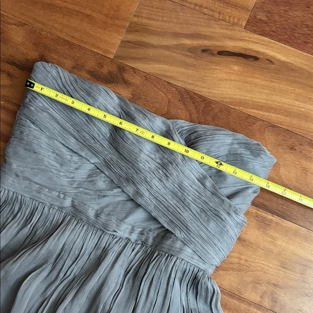 J. Crew Strapless Pleated Dress in Dusty Blue-Gray